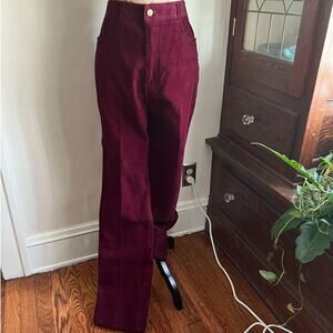 80s/90s Vintage Jordache Cranberry Corduroy Jeans Size 32 Bootcut Leather Trim